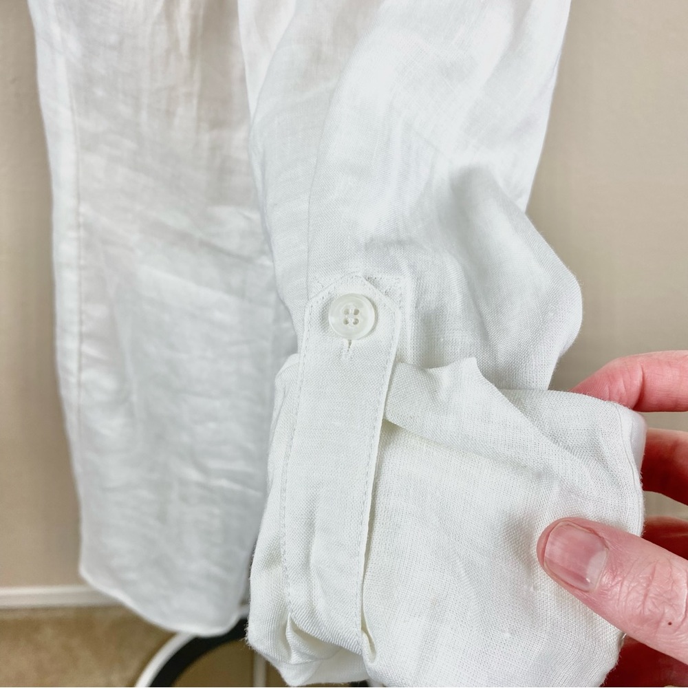 Allison Taylor Button Down Linen Quarter/Long Sleeve Shirt - Picture 7 of 11